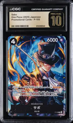 2025 ONE PIECE JAPANESE PROMO CARDS #P-105 SABO CGC 10 PRISTINE - Image 1