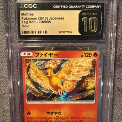 CGC 10 Pristine Moltres Holo 018/095 Tag Bolt sm9 Pokemon Card - Image 3