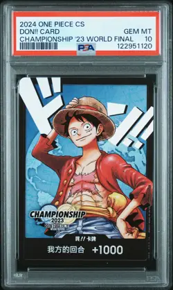 2024 ONE PIECE SIMPLIFIED CHINESE PROMOS CHAMPIONSHIP 2023 DON!! CARD PSA 10 - Image 1