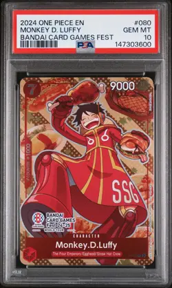 2024 ONE PIECE PROMOS BANDAI CARD GAMES FEST #080 MONKEY D. LUFFY PSA 10 - Image 1