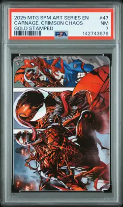 2025 MTG MARVEL'S SPIDER-MAN ART SERIES GOLD STAMPED CARNAGE CRIMSON CHAOS PSA 7 - Image 1