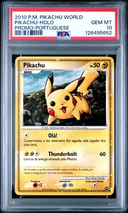 2010 POKEMON WORLD COLLECTION PORTUGUESE PIKACHU-HOLO PSA 10 - Image 1