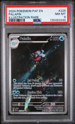 2024 POKEMON PAF EN-PALDEAN FATES ILLUSTRATION RARE #225 PALAFIN PSA 8 - Image 1