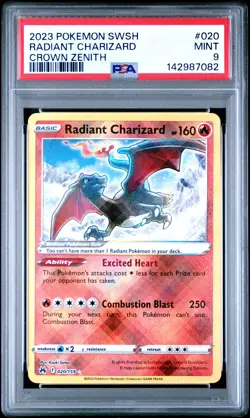 2023 POKEMON SWORD & SHIELD CROWN ZENITH #020 RADIANT CHARIZARD PSA 9 - Image 1