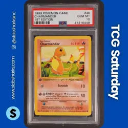 1999 POKEMON ENGLISH BASE SET 1ST EDITION #46/102 CHARMANDER PSA 10 - Image 1