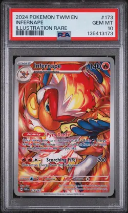 2024 POKEMON TWM EN-TWILIGHT MASQUERADE ILLUSTRATION RARE #173 INFERNAPE PSA 10 - Image 1