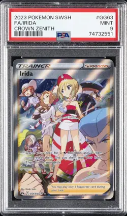 2023 POKEMON SWORD & SHIELD CROWN ZENITH #GG63 FULL ART/IRIDA PSA 9 - Image 1