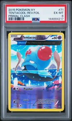 2015 POKEMON XY PRIMAL CLASH #71 TENTACOOL-REVERSE FOIL PSA 6 - Image 1