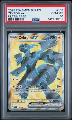 2025 POKEMON BLK EN-BLACK BOLT ULTRA RARE #158 ZEKROM EX PSA 10 - Image 1