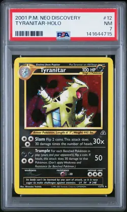 2001 POKEMON NEO DISCOVERY #12 TYRANITAR-HOLO PSA 7 - Image 1