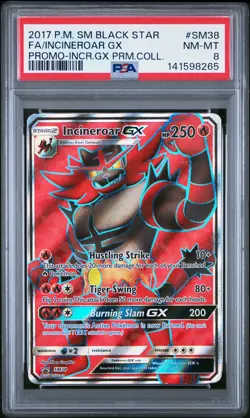 2017 POKEMON SM BLACK STAR PROMO #SM38 FULL ART/INCINEROAR GX PSA 8 - Image 1