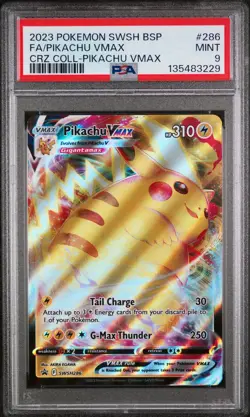 2023 POKEMON SWSH BLACK STAR PROMO #286 FULL ART/PIKACHU VMAX PSA 9 - Image 1