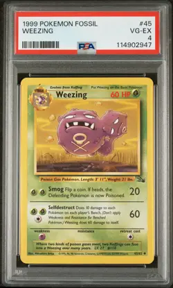 1999 POKEMON FOSSIL #45 WEEZING PSA 4 - Image 1