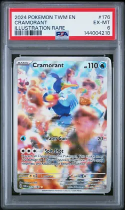 2024 POKEMON TWM EN-TWILIGHT MASQUERADE ILLUSTRATION RARE #176 CRAMORANT PSA 6 - Image 1