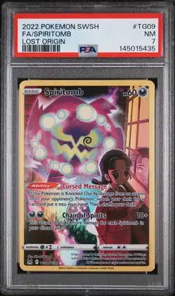 2022 POKEMON SWORD & SHIELD LOST ORIGIN #TG09 FULL ART/SPIRITOMB PSA 7 - Image 1