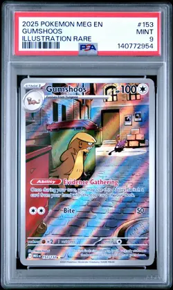 2025 POKEMON MEG EN-MEGA EVOLUTION ILLUSTRATION RARE #153 GUMSHOOS PSA 9 - Image 1