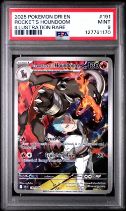 2025 POKEMON DESTINED RIVALS ILLUSTRATION RARE #191 TEAM ROCKET'S HOUNDOOM PSA 9 - Image 1