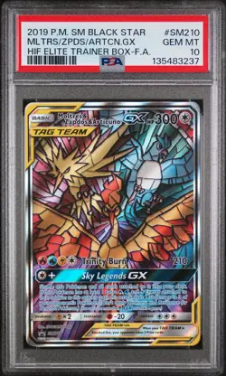 2019 POKEMON SM BLACK STAR PROMO FULL ART/MOLTRES & ZAPDOS & ARTICUNO GX PSA 10 - Image 1