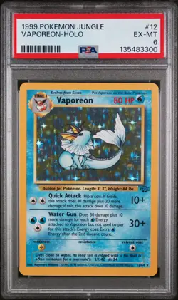 1999 POKEMON JUNGLE #12 VAPOREON-HOLO PSA 6 - Image 1