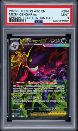 2026 POKEMON ASCENDED HEROES SPECIAL ILLUSTRATION RARE #284 MEGA GENGAR EX PSA 9 - Image 1