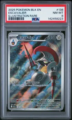 2025 POKEMON BLK EN-BLACK BOLT ILLUSTRATION RARE #138 ESCAVALIER PSA 8 - Image 1