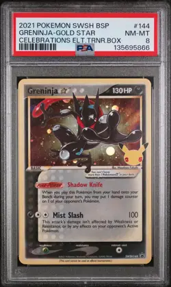 2021 POKEMON SWSH BLACK STAR PROMO #144 GRENINJA-GOLD STAR PSA 8 - Image 1