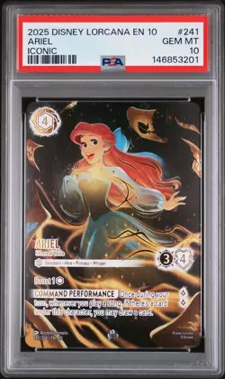 2025 DISNEY LORCANA WHISPERS IN THE WELL ICONIC ARIEL - ETHEREAL VOICE PSA 10 - Image 1