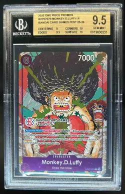 2025 One Piece Bandai Card Games Fest 25-26 Monkey D Luffy Rare OP07-073 BGS 9.5 - Image 1