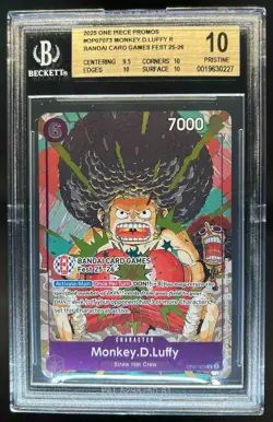 2025 One Piece Bandai Card Games Fest 25-26 Monkey D Luffy Rare OP07-073 BGS 10 - Image 1
