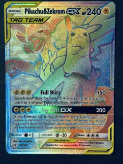 Pokemon Pikachu & Zekrom GX Team Up Card 184/181 Secret Rare SM Rainbow NM - Image 2