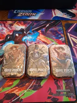 One Piece Card TCG Vol 2 Mini Tin - Set of 3 - (TS-O2, OP-13) Brand New / Sealed - Image 1
