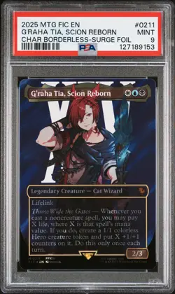 2025 MTG FINAL FANTASY COMMANDER SURGE FOIL #0211 G'RAHA TIA, SCION REBORN PSA 9 - Image 1