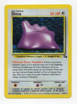 Pokemon TCG Ditto Fossil, Holo Unlimited Rare NM- - Image 1