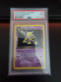 2000 Pokemon Rocket #18 1st Edition Dark Alakazam Rare Star PSA 9 Mint english - Image 1