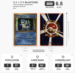 Pokemon JP Blastoise TAG 6.5 NM 1996 Pokemon Japanese Base Set 009 Rare SWIRL - Image 1