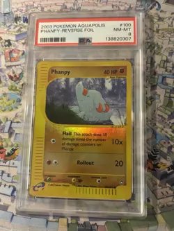 2003 Pokemon Aquapolis Phampy Reverse Holo #100 PSA 8 NM-MT Cert# 138820307 - Image 1