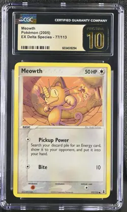 2005 Pokemon Meowth Delta Species #77 CGC 10 Pristine - Image 1