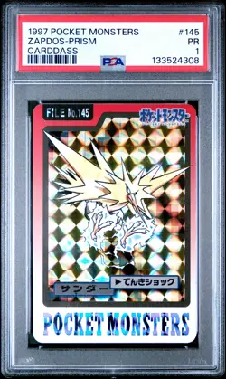 1997 POCKET MONSTERS CARDDASS #145 ZAPDOS-PRISM PSA 1 - Image 1
