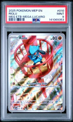 2025 POKEMON MEP EN-ME BLACK STAR PROMO #010 RIOLU PSA 9 - Image 1