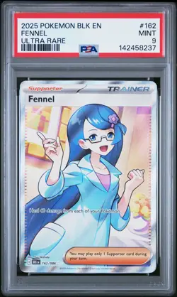 2025 POKEMON BLK EN-BLACK BOLT ULTRA RARE #162 FENNEL PSA 9 - Image 1