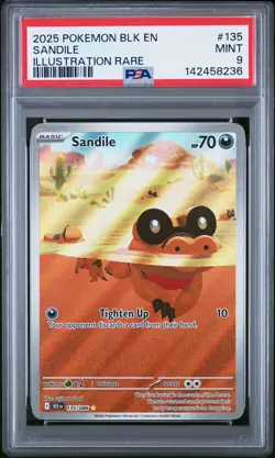 2025 POKEMON BLK EN-BLACK BOLT ILLUSTRATION RARE #135 SANDILE PSA 9 - Image 1