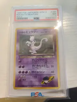 Pokemon PSA 7 NEAR MINT 1999 Rocket's Mewtwo Japanese Gym Challenge Holo Card NM - Image 1