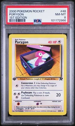 2000 POKEMON ROCKET 1ST EDITION #48 PORYGON PSA 8 - Image 1