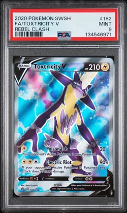 2020 POKEMON SWORD & SHIELD REBEL CLASH #182 FULL ART/TOXTRICITY V PSA 9 - Image 1