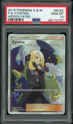 2019 Pokemon Sun Moon Hidden Fates SV82 Fa/Cynthia Hidden Fates PSA 10 - Image 2