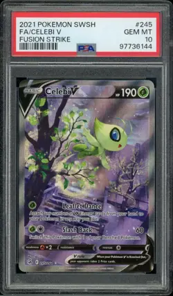 2021 Pokemon Sword & Shield Fusion Strike #245 Fa/Celebi V Fusion Strike PSA 10 - Image 2