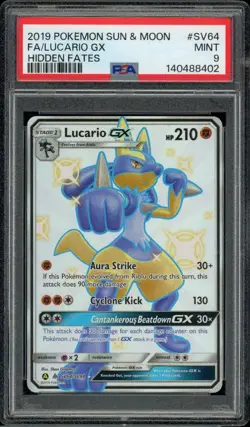 2019 Pokemon Sun & Moon Hidden Fates #SV64 Fa/Lucario Gx Hidden Fates PSA 9 - Image 2