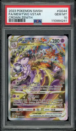 2023 Pokemon Sword Shield Crown Zenith #GG44 Fa/Mewtwo Vstar Crown Zenith PSA 10 - Image 2