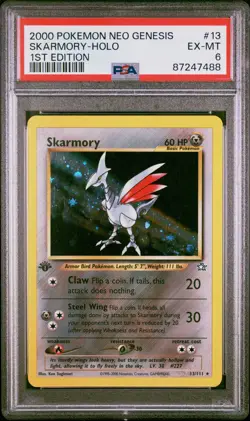 2000 Pokemon TCG - Neo Genesis - Skarmory #13 - 1st Edition Holo Rare - PSA 6 - Image 1