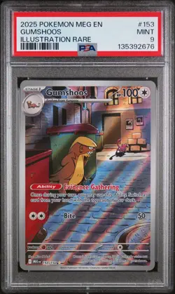 2025 POKEMON MEG EN-MEGA EVOLUTION ILLUSTRATION RARE #153 GUMSHOOS PSA 9 - Image 1